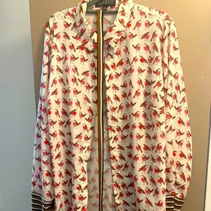 Eloquii bird blouse with skinny tie